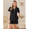 imageEkouaer Womens Cotton Pajamas Set Classic Short Sleeve Pjs Set Soft Button Down Sleepwear LoungewearBlack