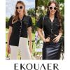 imageEkouaer Womens Cotton Pajamas Set Classic Short Sleeve Pjs Set Soft Button Down Sleepwear LoungewearBlack