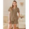 imageEkouaer Womens Cotton Pajamas Set Classic Short Sleeve Pjs Set Soft Button Down Sleepwear LoungewearBrown