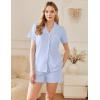 imageEkouaer Womens Cotton Pajamas Set Classic Short Sleeve Pjs Set Soft Button Down Sleepwear LoungewearClear Blue