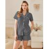 imageEkouaer Womens Cotton Pajamas Set Classic Short Sleeve Pjs Set Soft Button Down Sleepwear LoungewearDeep Grey