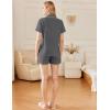 imageEkouaer Womens Cotton Pajamas Set Classic Short Sleeve Pjs Set Soft Button Down Sleepwear LoungewearDeep Grey