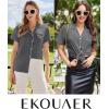 imageEkouaer Womens Cotton Pajamas Set Classic Short Sleeve Pjs Set Soft Button Down Sleepwear LoungewearDeep Grey