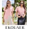 imageEkouaer Womens Cotton Pajamas Set Classic Short Sleeve Pjs Set Soft Button Down Sleepwear LoungewearDeep Pink
