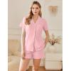 imageEkouaer Womens Cotton Pajamas Set Classic Short Sleeve Pjs Set Soft Button Down Sleepwear LoungewearDeep Pink