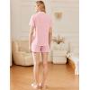 imageEkouaer Womens Cotton Pajamas Set Classic Short Sleeve Pjs Set Soft Button Down Sleepwear LoungewearDeep Pink