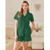 imageEkouaer Womens Cotton Pajamas Set Classic Short Sleeve Pjs Set Soft Button Down Sleepwear LoungewearEvergreen