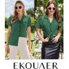 imageEkouaer Womens Cotton Pajamas Set Classic Short Sleeve Pjs Set Soft Button Down Sleepwear LoungewearEvergreen