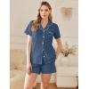 imageEkouaer Womens Cotton Pajamas Set Classic Short Sleeve Pjs Set Soft Button Down Sleepwear LoungewearNavy Blue