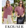 imageEkouaer Womens Cotton Pajamas Set Classic Short Sleeve Pjs Set Soft Button Down Sleepwear LoungewearPale Violet Red