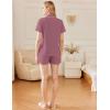 imageEkouaer Womens Cotton Pajamas Set Classic Short Sleeve Pjs Set Soft Button Down Sleepwear LoungewearPale Violet Red
