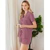 imageEkouaer Womens Cotton Pajamas Set Classic Short Sleeve Pjs Set Soft Button Down Sleepwear LoungewearPale Violet Red