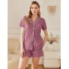 imageEkouaer Womens Cotton Pajamas Set Classic Short Sleeve Pjs Set Soft Button Down Sleepwear LoungewearPale Violet Red