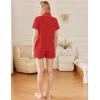 imageEkouaer Womens Cotton Pajamas Set Classic Short Sleeve Pjs Set Soft Button Down Sleepwear LoungewearRed
