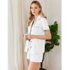 imageEkouaer Womens Cotton Pajamas Set Classic Short Sleeve Pjs Set Soft Button Down Sleepwear LoungewearWhite