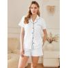 imageEkouaer Womens Cotton Pajamas Set Classic Short Sleeve Pjs Set Soft Button Down Sleepwear LoungewearWhite