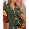 imageEkouaer Womens Pajama Set Button Down Sleepwear Short Sleeve Pjs Top and Short with Pocket Soft Lounge SetArmy Green