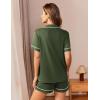 imageEkouaer Womens Pajama Set Button Down Sleepwear Short Sleeve Pjs Top and Short with Pocket Soft Lounge SetArmy Green
