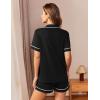 imageEkouaer Womens Pajama Set Button Down Sleepwear Short Sleeve Pjs Top and Short with Pocket Soft Lounge SetBlack