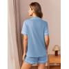 imageEkouaer Womens Pajama Set Button Down Sleepwear Short Sleeve Pjs Top and Short with Pocket Soft Lounge SetBlue