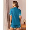 imageEkouaer Womens Pajama Set Button Down Sleepwear Short Sleeve Pjs Top and Short with Pocket Soft Lounge SetBlue Green