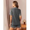 imageEkouaer Womens Pajama Set Button Down Sleepwear Short Sleeve Pjs Top and Short with Pocket Soft Lounge SetDeep Grey