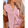 imageEkouaer Womens Pajama Set Button Down Sleepwear Short Sleeve Pjs Top and Short with Pocket Soft Lounge SetIcy Pink
