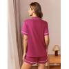imageEkouaer Womens Pajama Set Button Down Sleepwear Short Sleeve Pjs Top and Short with Pocket Soft Lounge SetRose Red