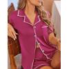 imageEkouaer Womens Pajama Set Button Down Sleepwear Short Sleeve Pjs Top and Short with Pocket Soft Lounge SetRose Red
