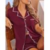 imageEkouaer Womens Pajama Set Button Down Sleepwear Short Sleeve Pjs Top and Short with Pocket Soft Lounge SetWind Red