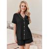 imageEkouaer Womens Pajamas 2 Piece Ribbed Knit Pjs Button Down Sleepwear Set Summer Casual Loungewear Lounge SetsBlack