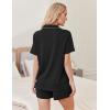 imageEkouaer Womens Pajamas 2 Piece Ribbed Knit Pjs Button Down Sleepwear Set Summer Casual Loungewear Lounge SetsBlack