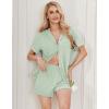 imageEkouaer Womens Pajamas 2 Piece Ribbed Knit Pjs Button Down Sleepwear Set Summer Casual Loungewear Lounge SetsLight Green