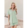 imageEkouaer Womens Pajamas 2 Piece Ribbed Knit Pjs Button Down Sleepwear Set Summer Casual Loungewear Lounge SetsLight Green