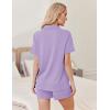 imageEkouaer Womens Pajamas 2 Piece Ribbed Knit Pjs Button Down Sleepwear Set Summer Casual Loungewear Lounge SetsLilac Purple