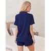 imageEkouaer Womens Pajamas 2 Piece Ribbed Knit Pjs Button Down Sleepwear Set Summer Casual Loungewear Lounge SetsNavy Blue