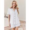 imageEkouaer Womens Pajamas 2 Piece Ribbed Knit Pjs Button Down Sleepwear Set Summer Casual Loungewear Lounge SetsWhite