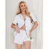 imageEkouaer Womens Pajamas 2 Piece Ribbed Knit Pjs Button Down Sleepwear Set Summer Casual Loungewear Lounge SetsWhite