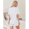 imageEkouaer Womens Pajamas 2 Piece Ribbed Knit Pjs Button Down Sleepwear Set Summer Casual Loungewear Lounge SetsWhite