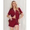 imageEkouaer Womens Pajamas 2 Piece Ribbed Knit Pjs Button Down Sleepwear Set Summer Casual Loungewear Lounge SetsWine