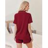 imageEkouaer Womens Pajamas 2 Piece Ribbed Knit Pjs Button Down Sleepwear Set Summer Casual Loungewear Lounge SetsWine