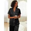 imageEkouaer Womens Silk Pajama Sets Silky Short Sleeve Pjs 2 Piece Silk Button Down Pajamas Soft Satin Pj Pants SetBlack