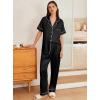 imageEkouaer Womens Silk Pajama Sets Silky Short Sleeve Pjs 2 Piece Silk Button Down Pajamas Soft Satin Pj Pants SetBlack