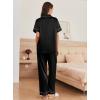 imageEkouaer Womens Silk Pajama Sets Silky Short Sleeve Pjs 2 Piece Silk Button Down Pajamas Soft Satin Pj Pants SetBlack