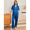 imageEkouaer Womens Silk Pajama Sets Silky Short Sleeve Pjs 2 Piece Silk Button Down Pajamas Soft Satin Pj Pants SetBlue