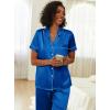 imageEkouaer Womens Silk Pajama Sets Silky Short Sleeve Pjs 2 Piece Silk Button Down Pajamas Soft Satin Pj Pants SetBlue
