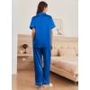 imageEkouaer Womens Silk Pajama Sets Silky Short Sleeve Pjs 2 Piece Silk Button Down Pajamas Soft Satin Pj Pants SetBlue