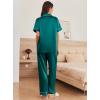 imageEkouaer Womens Silk Pajama Sets Silky Short Sleeve Pjs 2 Piece Silk Button Down Pajamas Soft Satin Pj Pants SetBlue Green