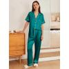 imageEkouaer Womens Silk Pajama Sets Silky Short Sleeve Pjs 2 Piece Silk Button Down Pajamas Soft Satin Pj Pants SetBlue Green