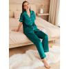 imageEkouaer Womens Silk Pajama Sets Silky Short Sleeve Pjs 2 Piece Silk Button Down Pajamas Soft Satin Pj Pants SetBlue Green